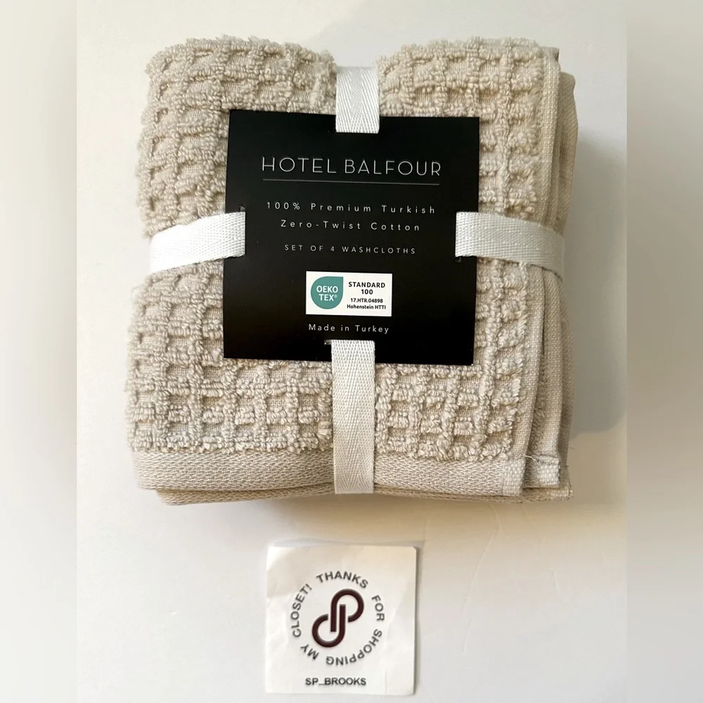 🎁Hotel Balfour Bath Towel Set - Zero Twist Cotton - Set of 8 - Taupe